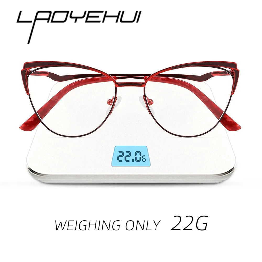 Laoyehui Women's Full Rim Cat Eye Alloy Presbyopic Reading Glasses Glr8577