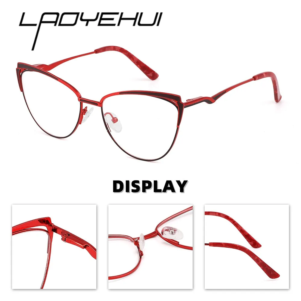 Laoyehui Women's Full Rim Cat Eye Alloy Presbyopic Reading Glasses Glr8577