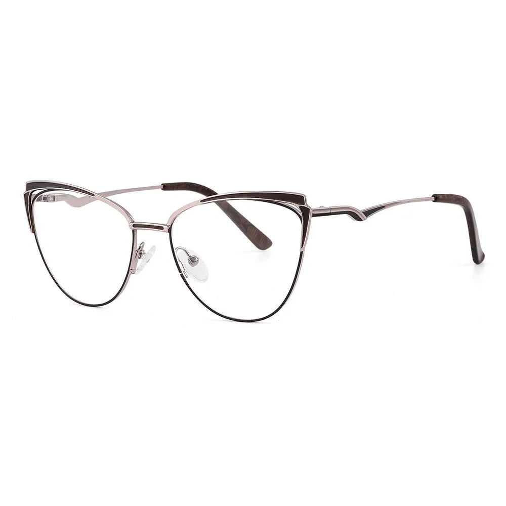 Laoyehui Women's Full Rim Cat Eye Alloy Presbyopic Reading Glasses Glr8577
