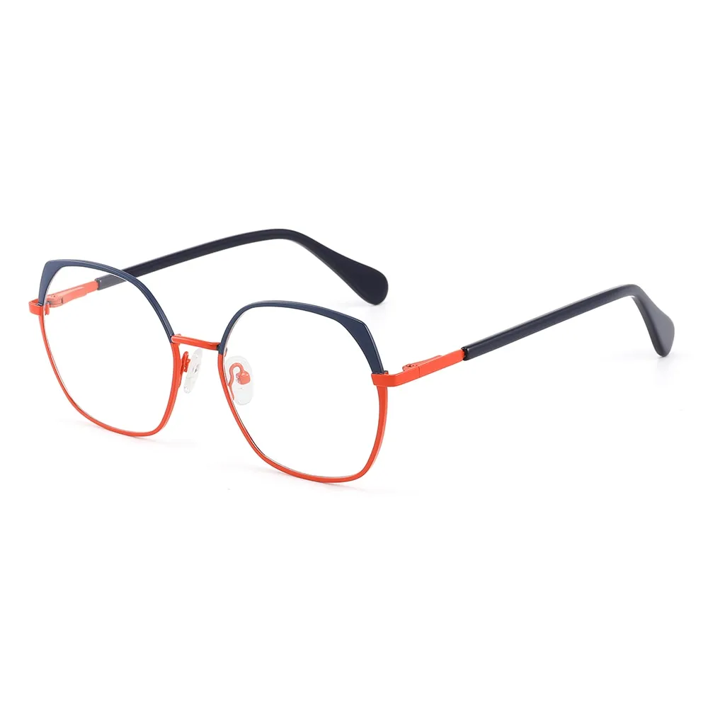 Laoyehui Women's Full Rim Polygon Cat Eye Alloy Reading Glasses Anti-Blue Light Gl9210