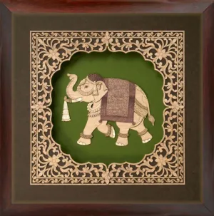Layered Wood Art Majestic Elephant Wall Decor 12x12 Inch By India Kreations Decor