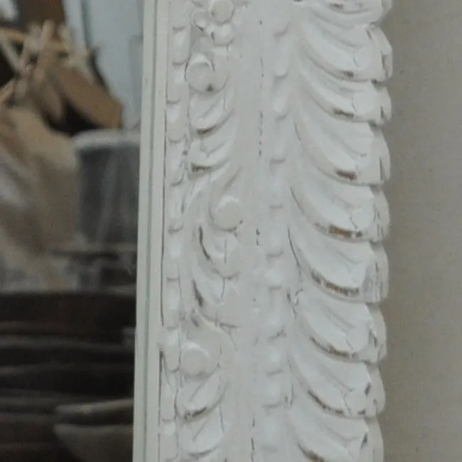 Mehrab Indian Hand Carved Mirror Arched Globe Wooden Wall Decor 93x6x73cm White