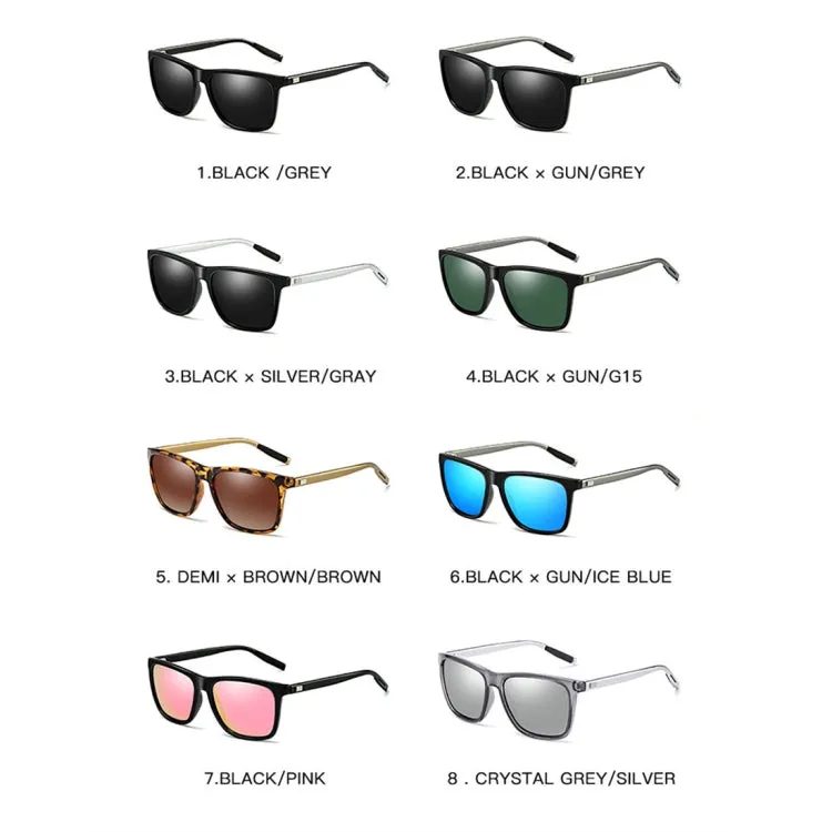 Men Retro Fashion Aluminum Magnesium Frame UV400 Polarized Sunglasses (Black Tarnish  Blue)
