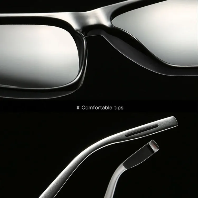 Men Retro Fashion Aluminum Magnesium Frame UV400 Polarized Sunglasses (Black Tarnish  Blue)