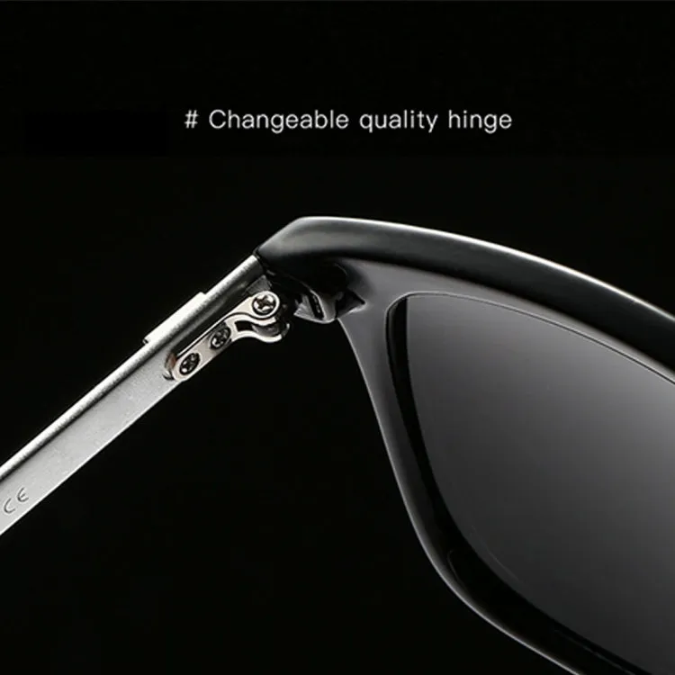 Men Retro Fashion Aluminum Magnesium Frame UV400 Polarized Sunglasses (Black Tarnish  Blue)