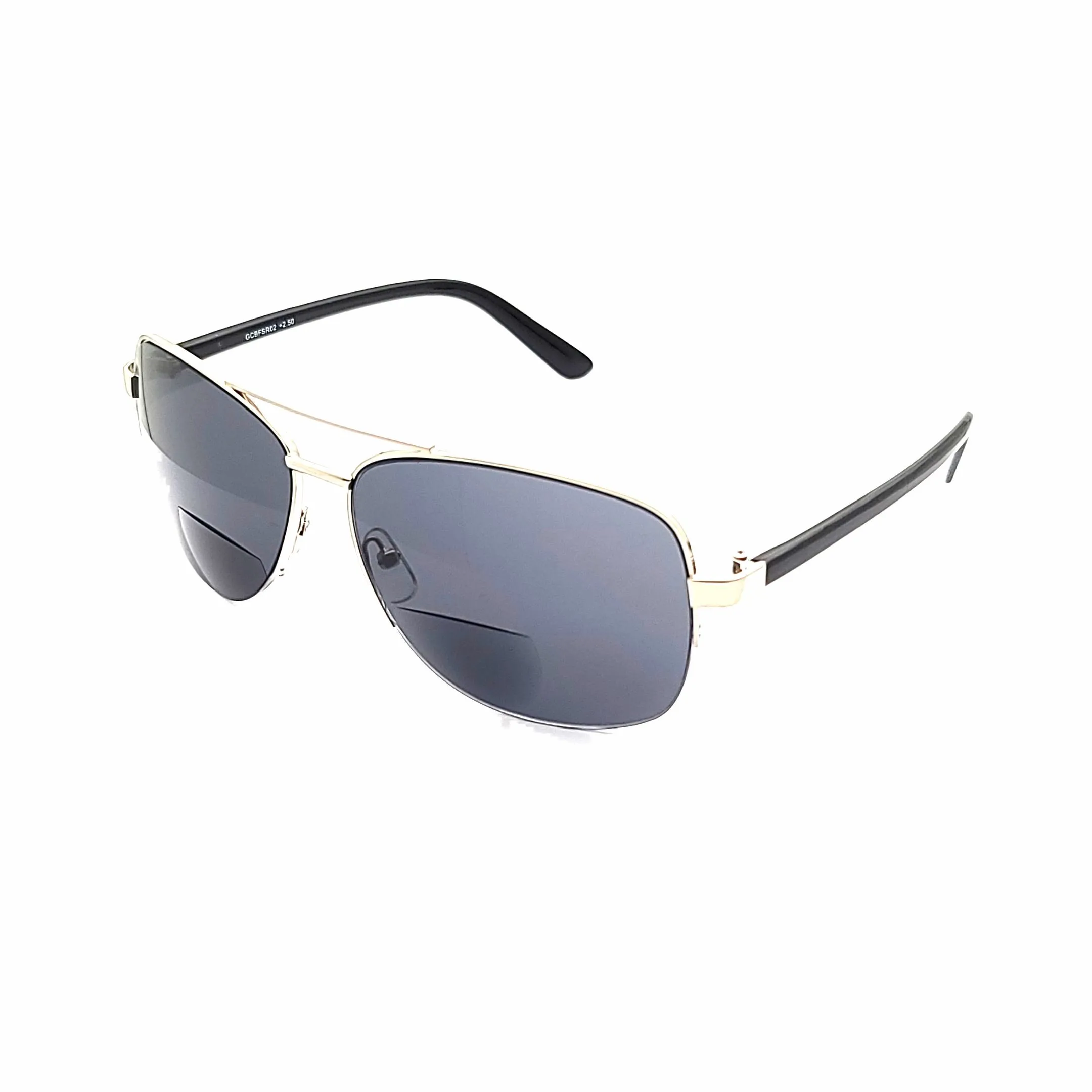 Men's Half Frame Metal Aviator Bifocal Reading Sunglass