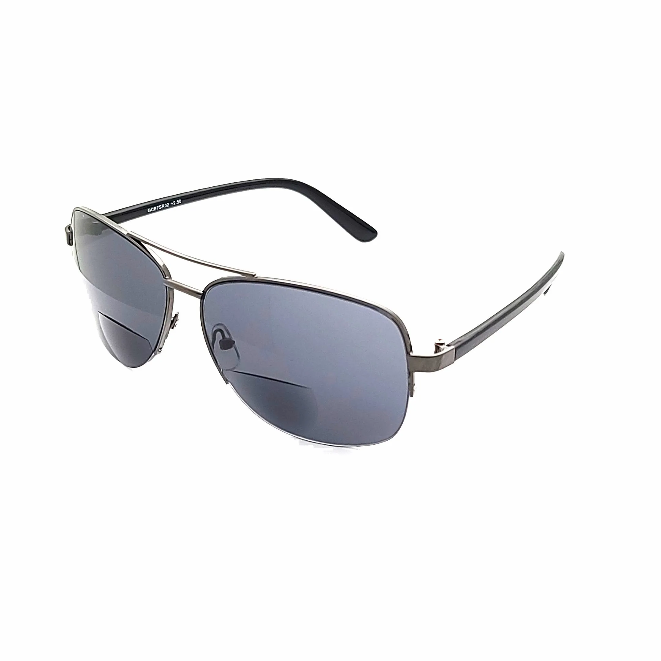 Men's Half Frame Metal Aviator Bifocal Reading Sunglass