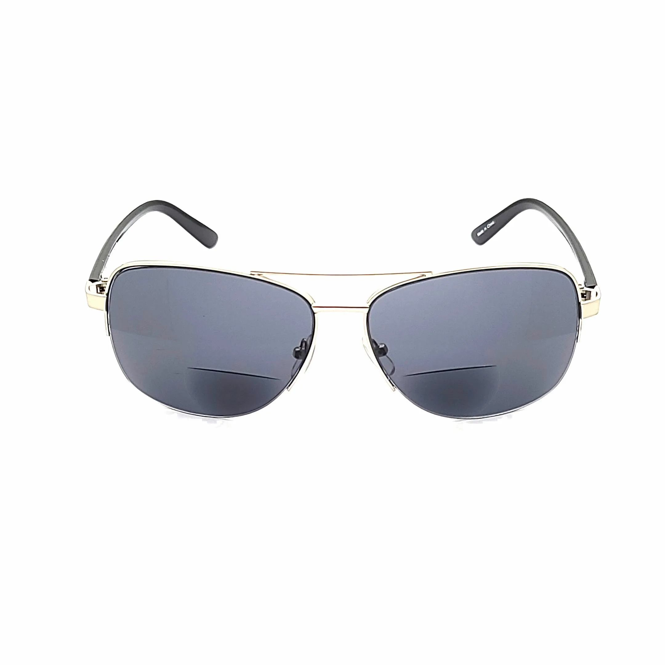 Men's Half Frame Metal Aviator Bifocal Reading Sunglass