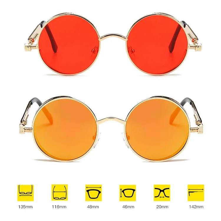 Metal Round Frame Steampunk Retro Sunglasses for Men Women(12)