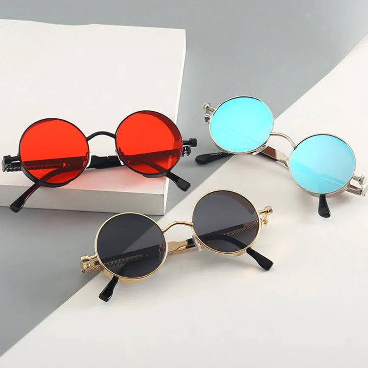Metal Round Frame Steampunk Retro Sunglasses for Men Women(12)