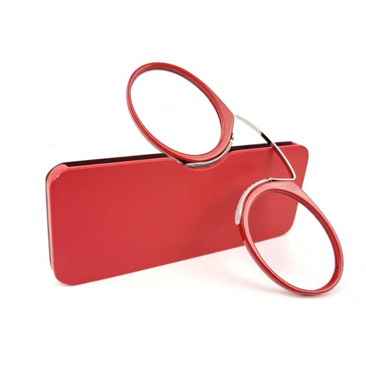 Mini Clip Nose Style Presbyopic Glasses without Temples, Positive Diopters: 2.50(Red)