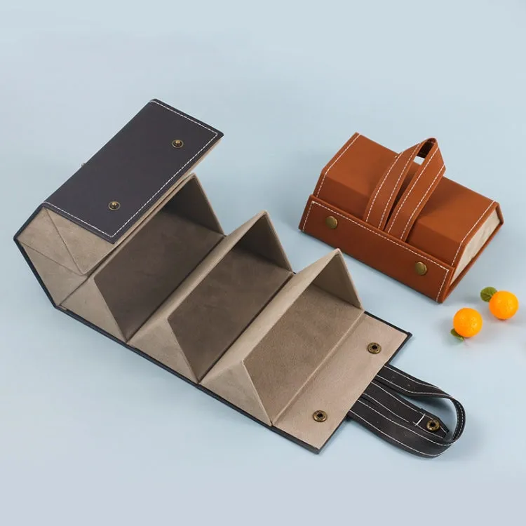 Multifunctional Jewelry Glasses Storage Box Small Grain PU Leather Handmade Glasses Case,Model: L6401 (Black)