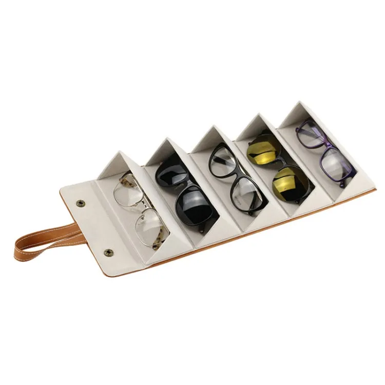 Multifunctional Jewelry Glasses Storage Box Small Grain PU Leather Handmade Glasses Case,Model: L6401 (Black)