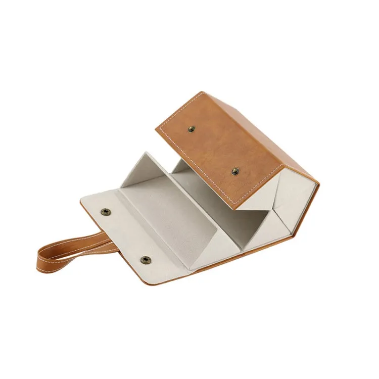 Multifunctional Jewelry Glasses Storage Box Small Grain PU Leather Handmade Glasses Case,Model: L6401 (Black)