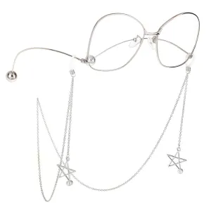 Non-slip Metal Glasses Pendant with Pearl Pendant Glasses Chain(Silver)