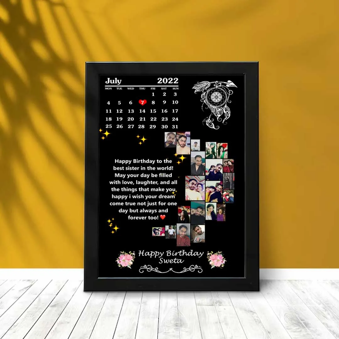 Personalized Photo Collage Moon Frame-8x12”