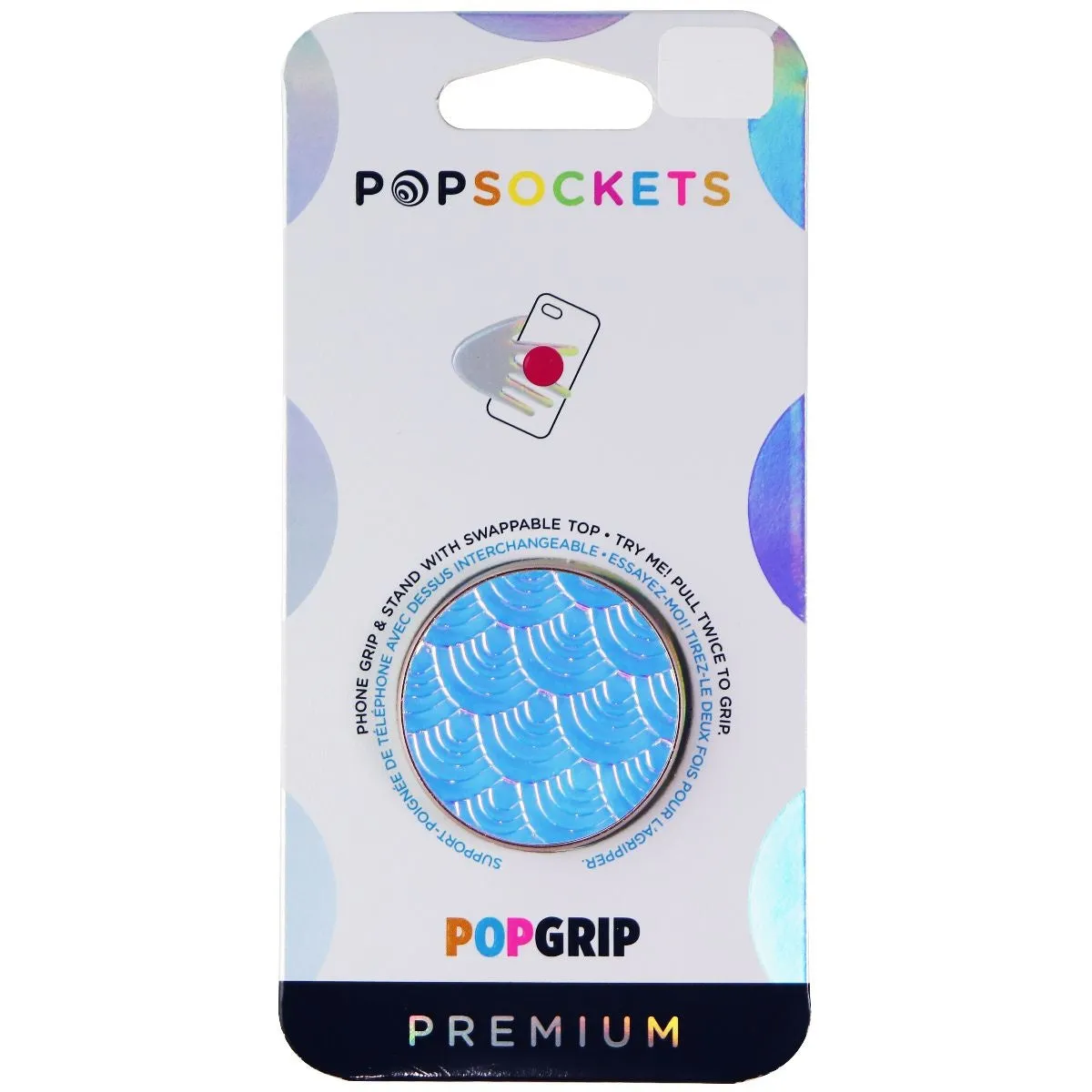 PopSockets PopGrip with Swappable Top - Iridescent Mermaid Pearl Blue