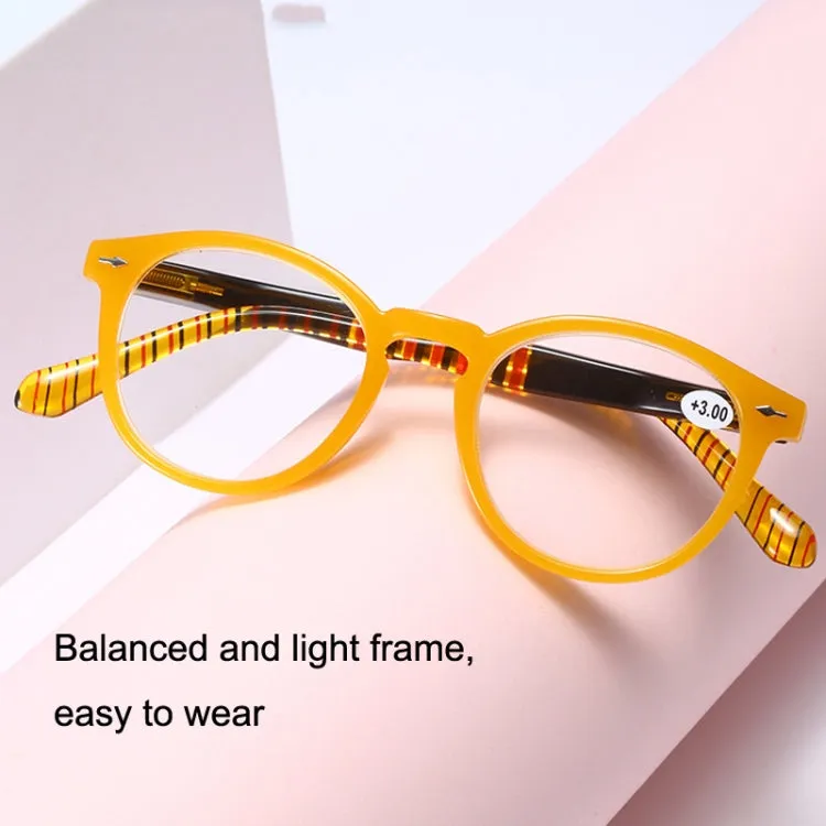 Retro Flexible Durable Portability HD Presbyopic Glasses  150(Yellow)