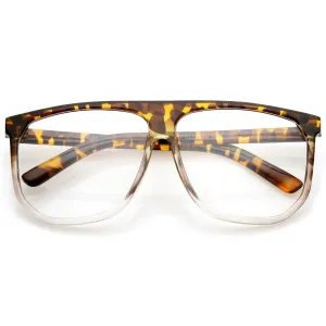 Retro Oversize Flat Top Clear Lens Aviator Glasses