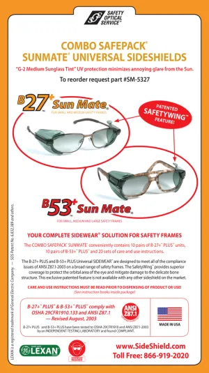 Safety Optical Service Combo Safepack Sunmate Universal Sideshields, Medium Sunglass Tint B27  10pairs, B53  10pairs