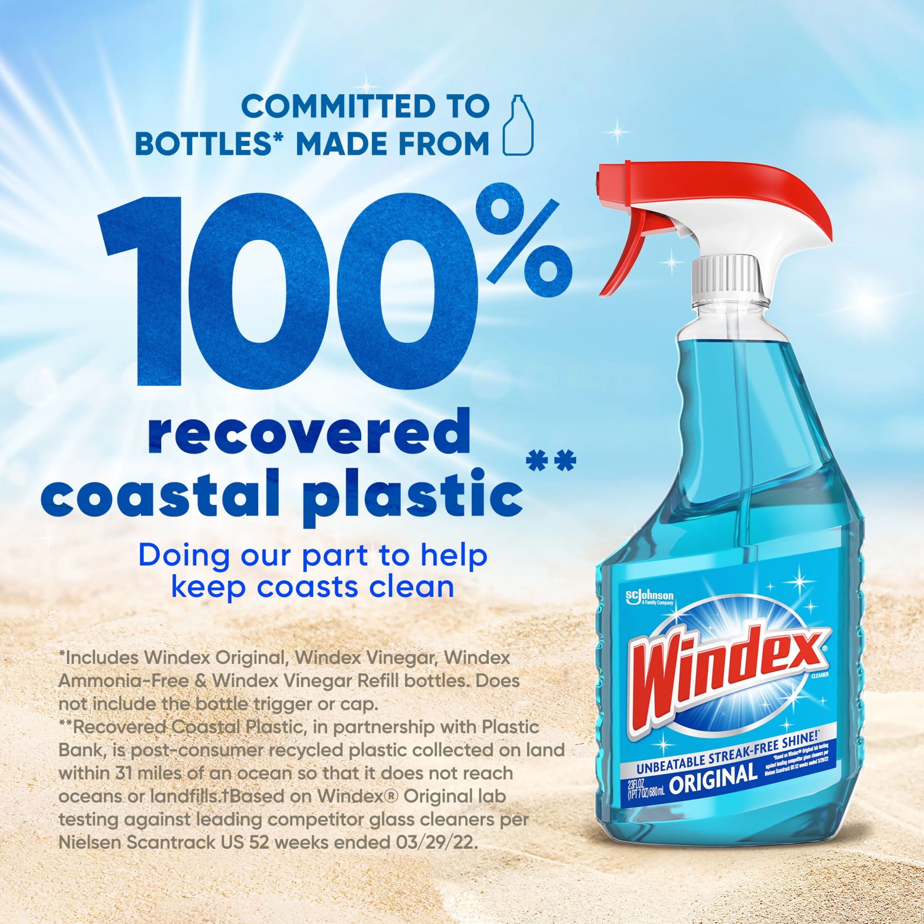 Windex® Glass Cleaner, Original Blue, Spray Bottle, 23 fl oz