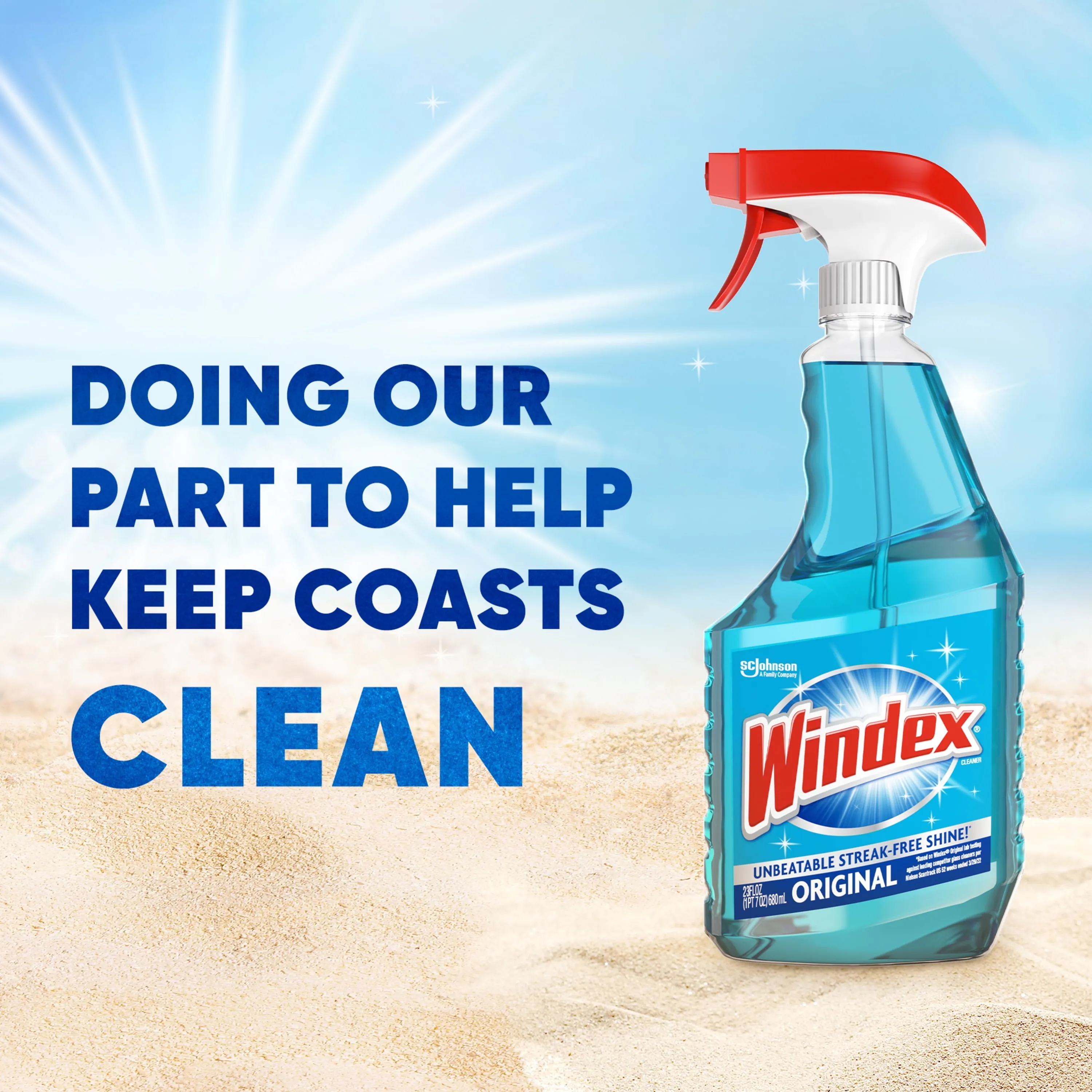 Windex® Glass Cleaner, Original Blue, Spray Bottle, 23 fl oz