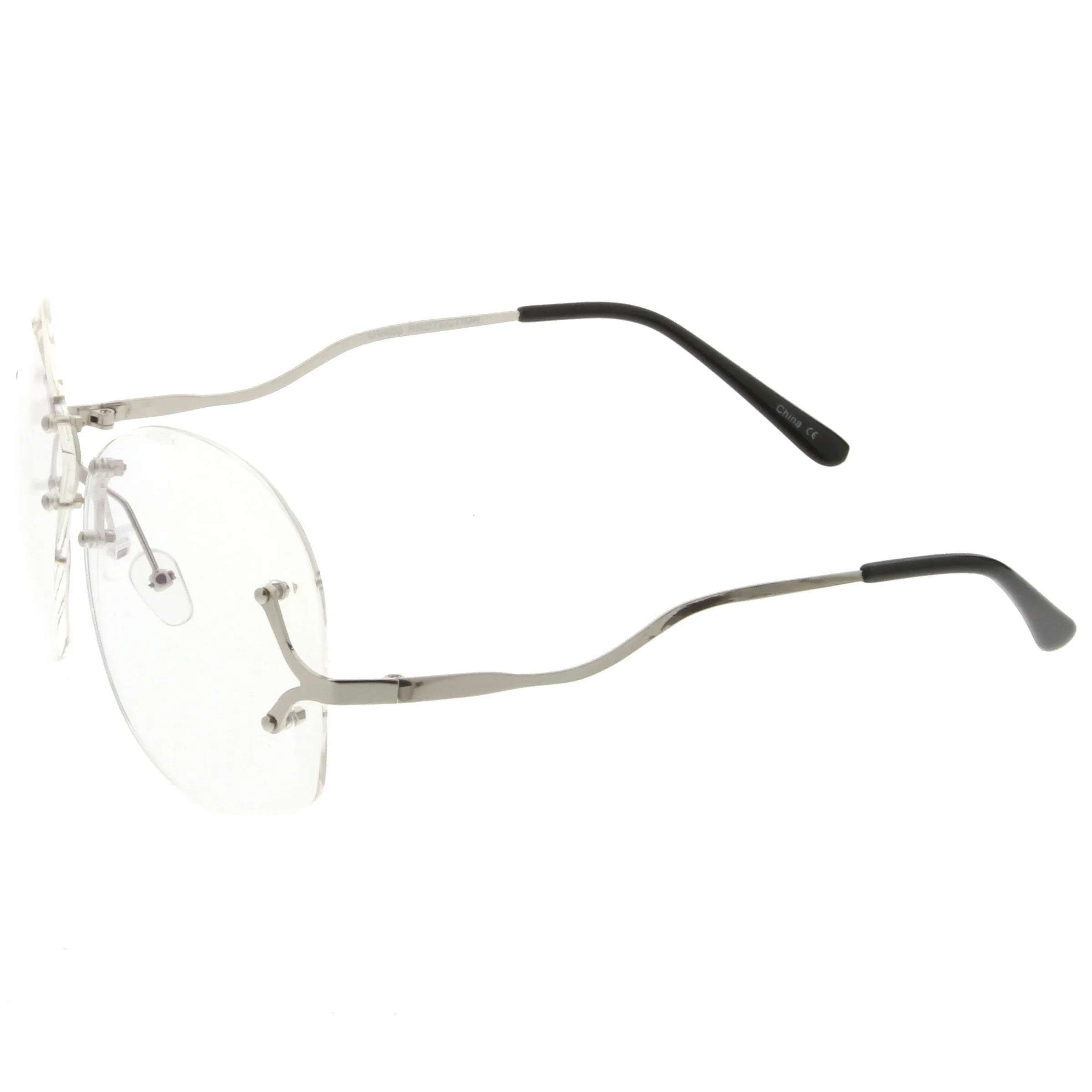 Women's Rimless Oversize Retro Disco Clear Lens Glasses
