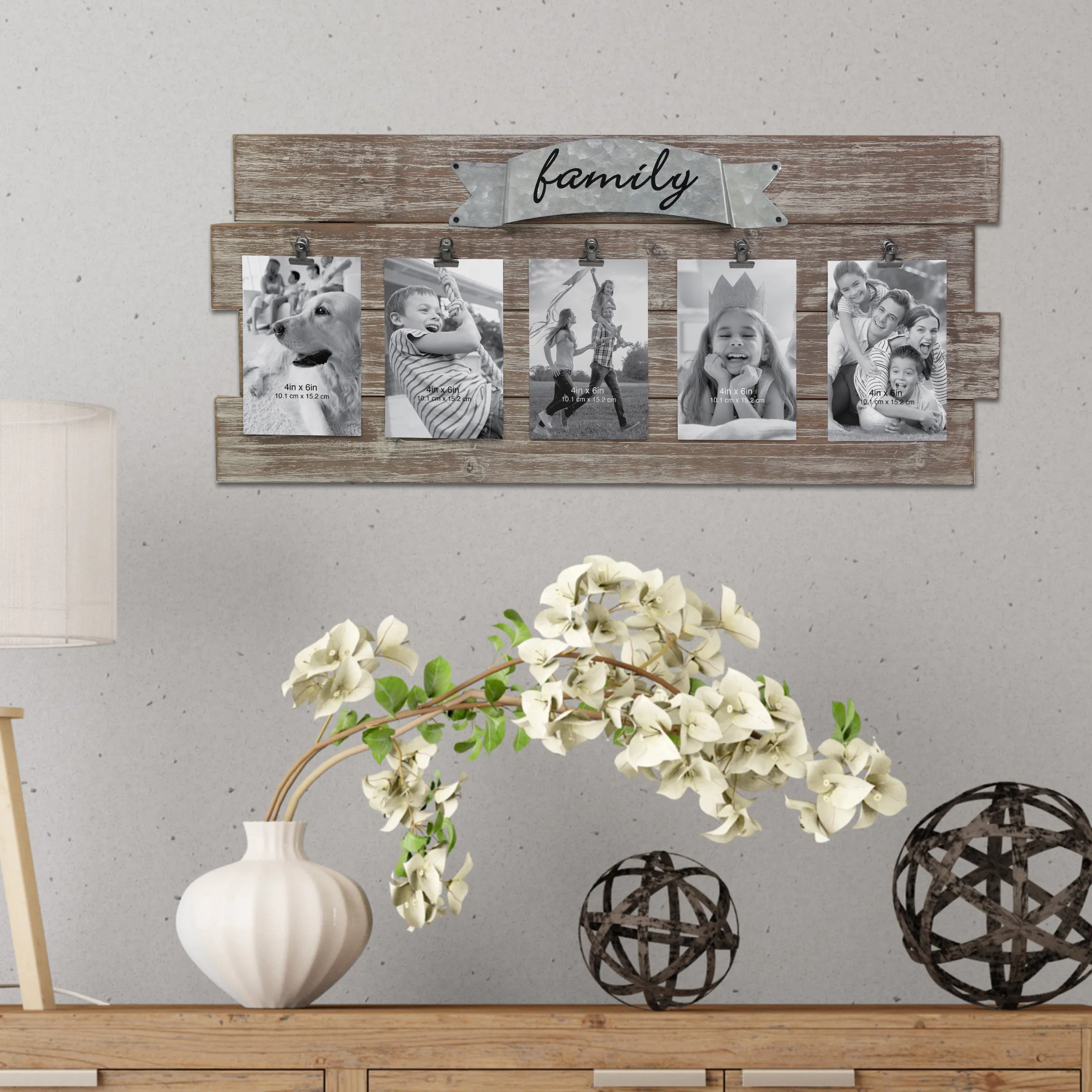 Wood Collage Picture Frame with Clips (WS)